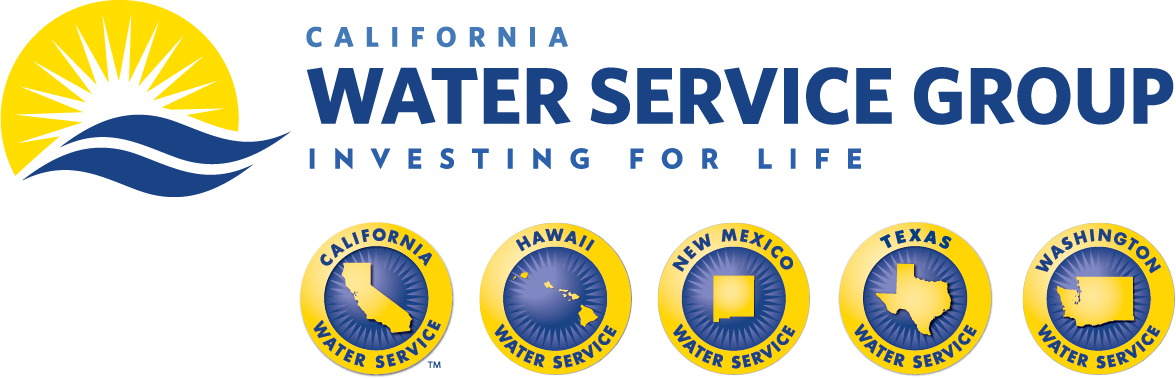 California Water Service Group logo which reads, Investing for Life. California Water Service, Hawaii Water Service, New Mexico Water Service, Texas Water Service, Washington Water Service.
