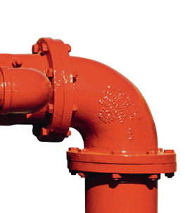 Red fire hydrant pipe close-up