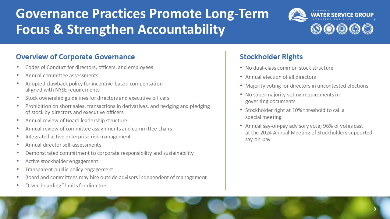 Accessible PDF of the 2025 Annual Stockholder Meeting Outreach presentation is available under the Documents dropdown at the top of the page