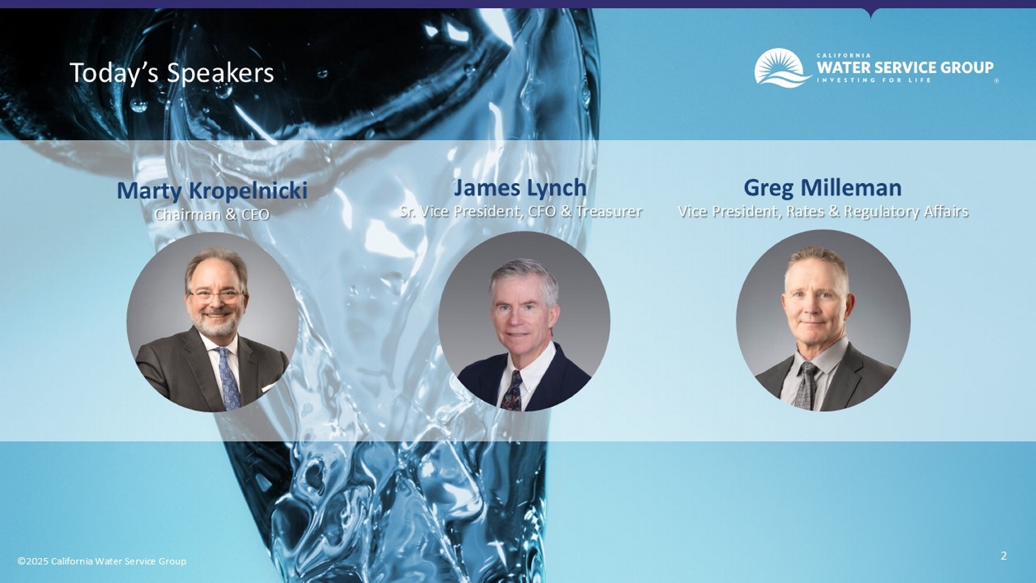 California Water 3rd Quarter Presentation; accessible PDF available in Documents dropdown menu