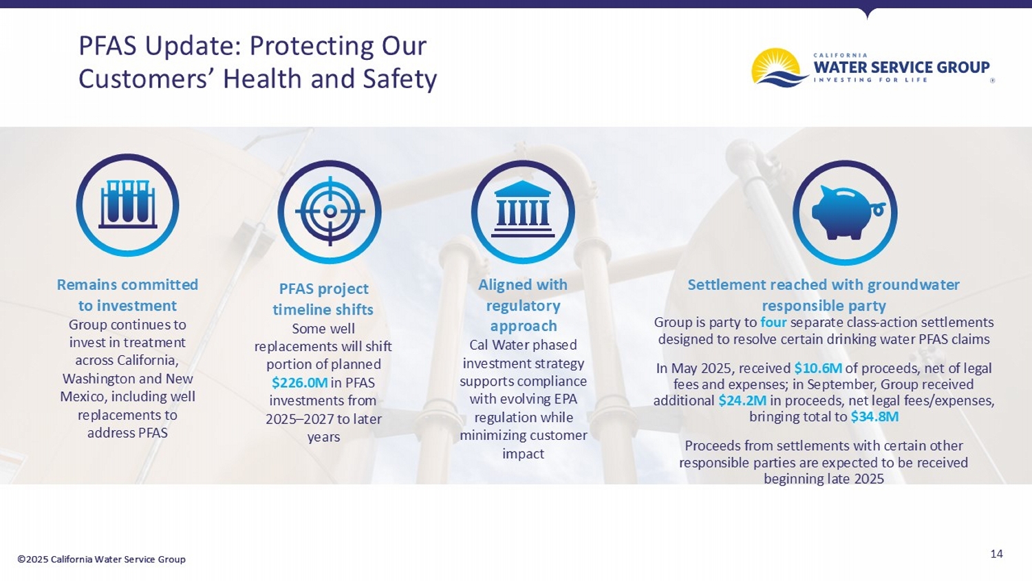 California Water 3rd Quarter Presentation; accessible PDF available in Documents dropdown menu